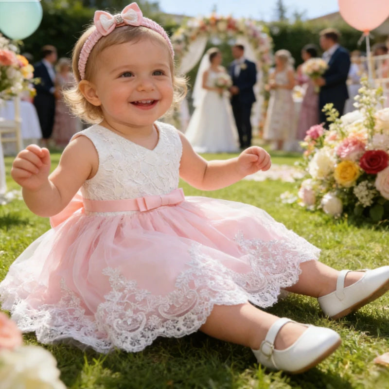Lauren Lace Special Occasion Dress With Headband - The Palm Beach Baby Estimated 14 - 25 Day Shipping