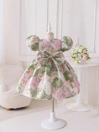 Pamela Princess Puff Flowers Dress in Elegant Jacquard - The Palm Beach Baby Estimated 12 - 20 Day Shipping