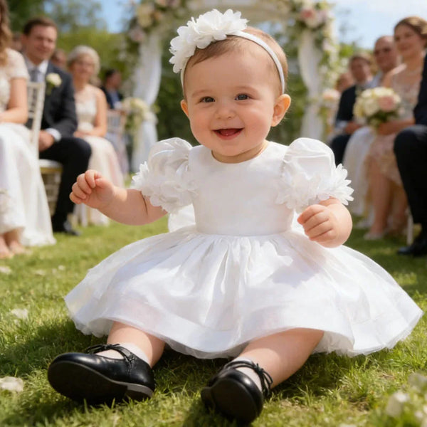 Aliana Tulle Special Occasion Dress With Elegant Head Band - The Palm Beach Baby Esrimated 13-19 Day Shipping