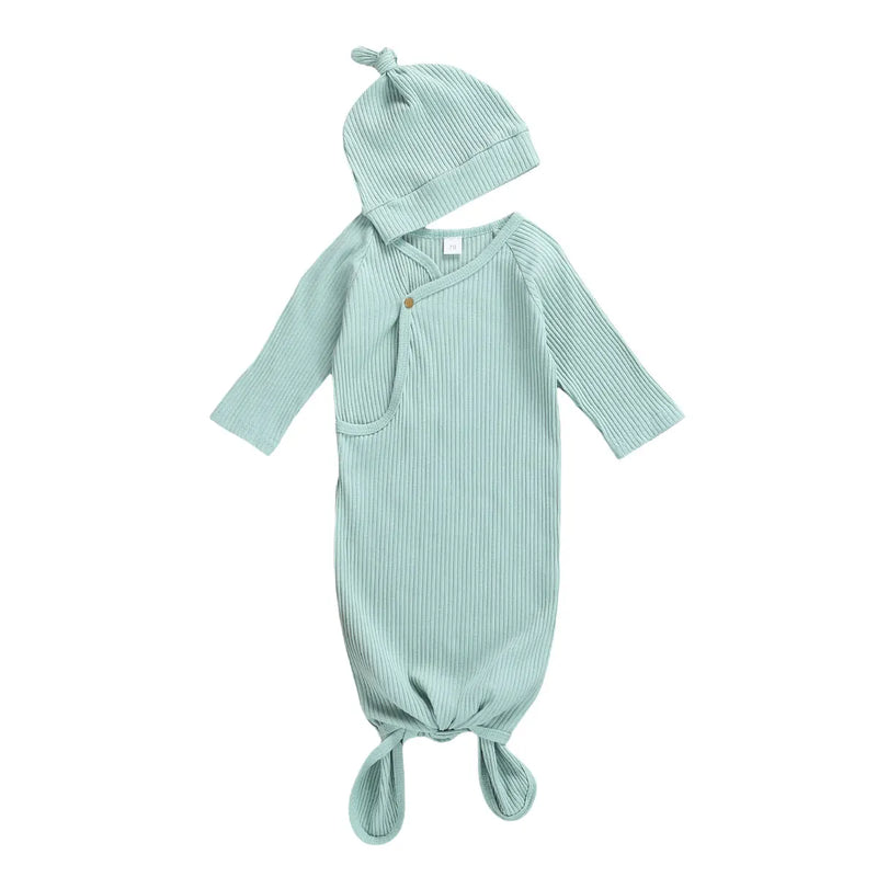 "Logan"  Knitted Swaddle Gown Set - 4 Colors