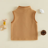 Trevor Khaki Lightweight Zippered Deer Embroidered Boys Vest - Soft and Comfy