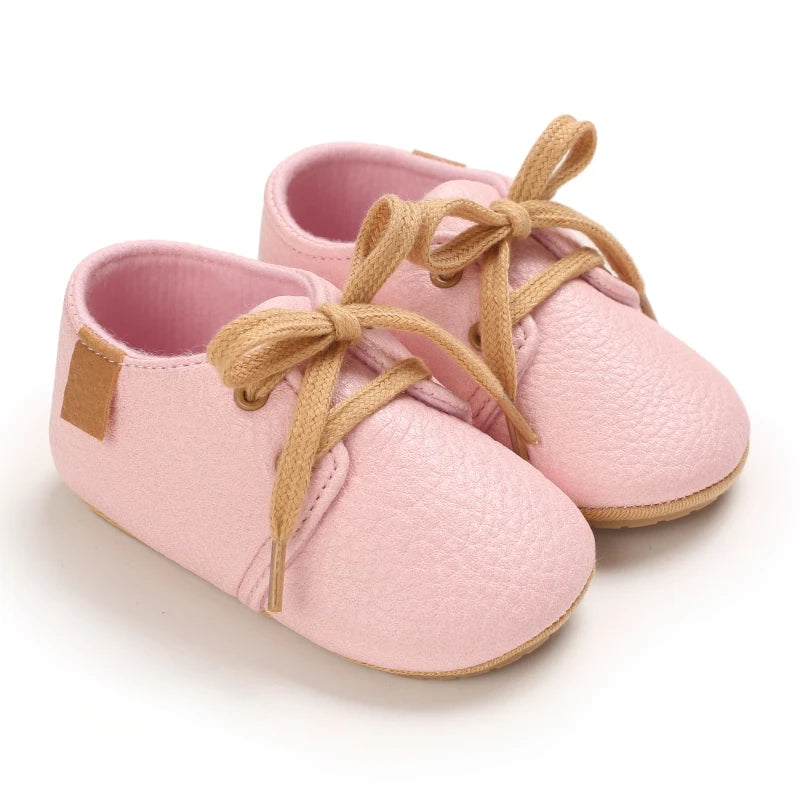 Retro-Baby Faux Leather Rubber Soled Lace-ups  - 8 Colors