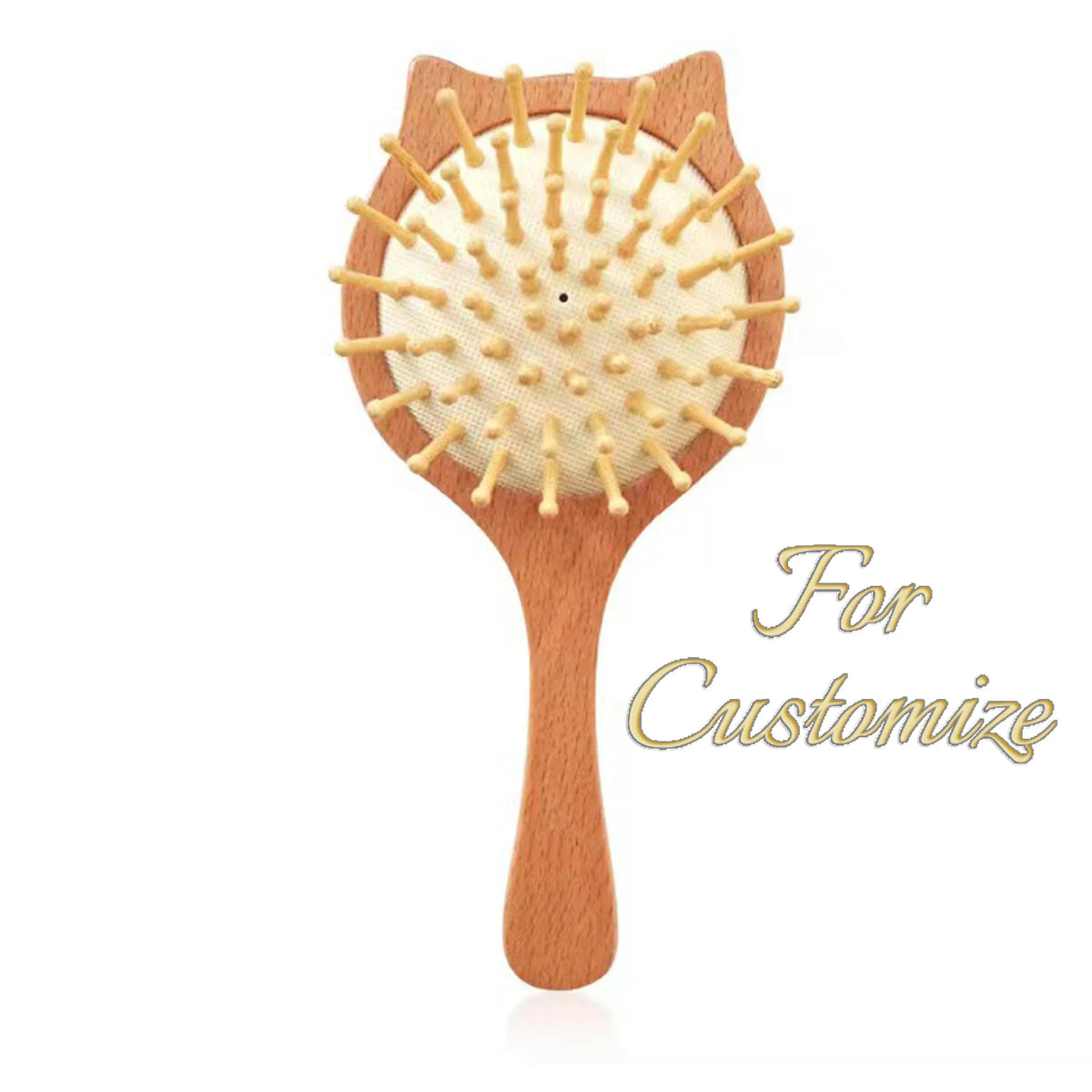 Wooden baby brush with cream bristles for infants and toddlers, personalized.