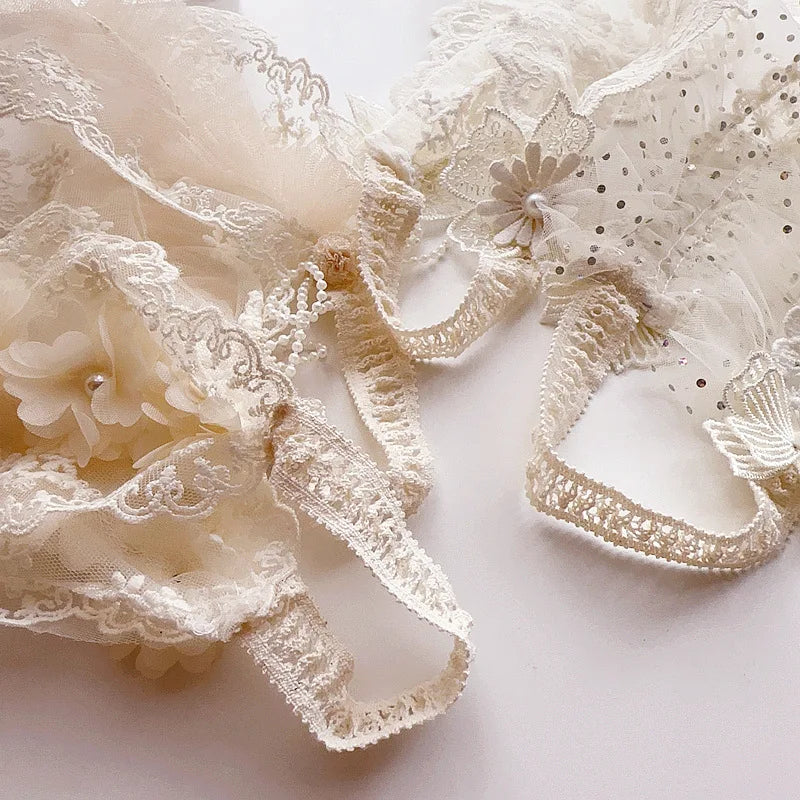 Lace Flowers Whimsical Elastic Headband: 9 Design Options