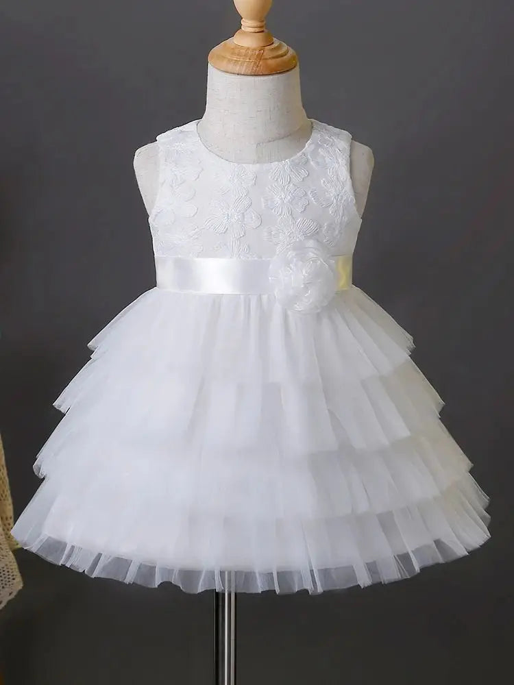 Lace and Tiers White Tulle Special Occasion Dress - The Palm Beach Baby Estimated 12 -19 Day Shipping