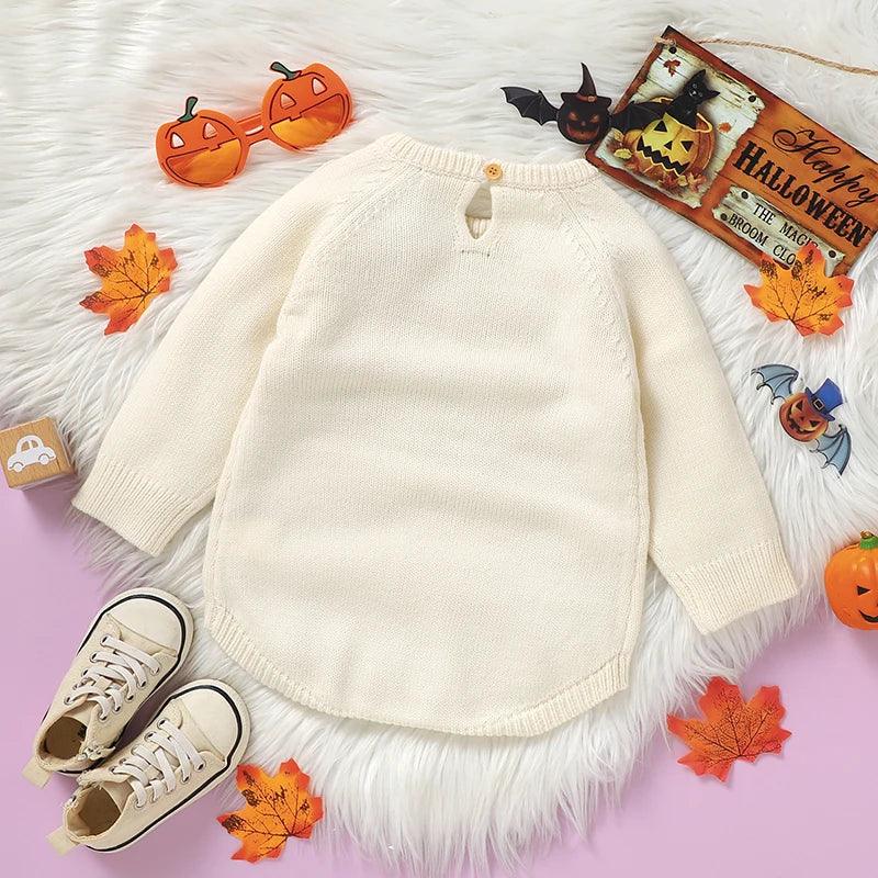 "Pumpkin Baby!" Adorable Knitted Baby Romper - Long-Sleeved - The Palm Beach Baby