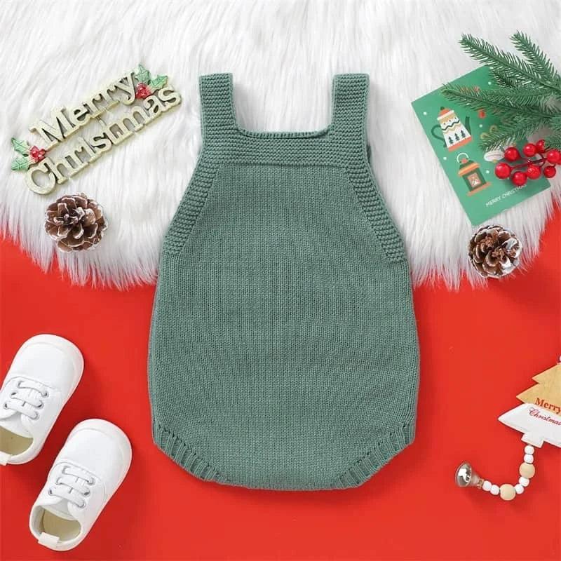 Happy Holidays Embroidered Knit Baby Bubble Overalls - The Palm Beach Baby