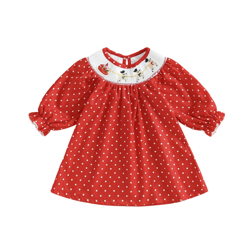 Adorable Santa Rudy Reindeer Smocked Dress - 2  Holiday Colors