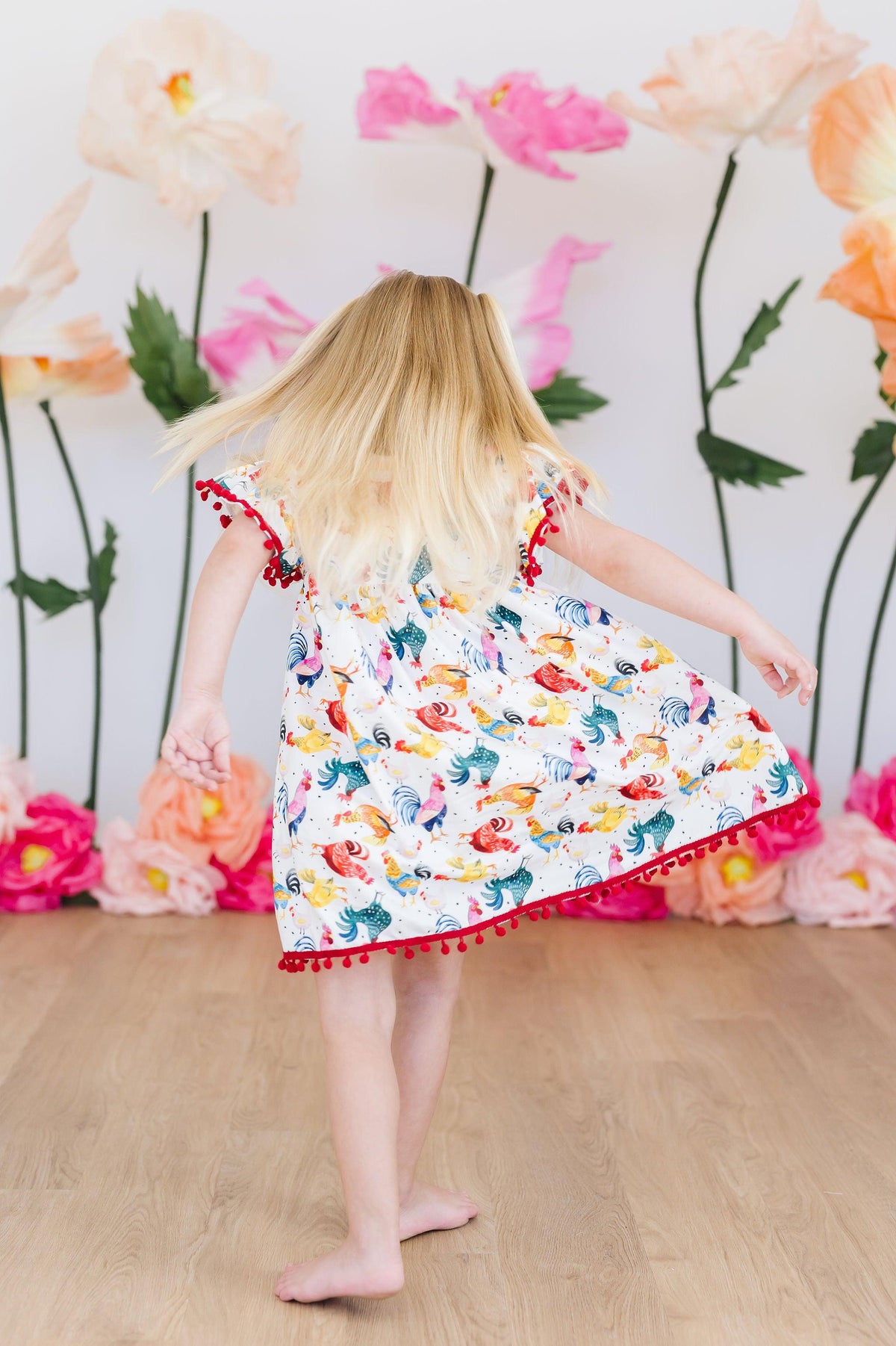 Rooster Cute Pom Pom Dress for Girls - The Palm Beach Baby Mila & Rose ®