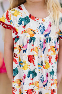 Rooster Cute Pom Pom Dress for Girls - The Palm Beach Baby Mila & Rose ®