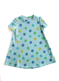Adorable Short Sleeve Blue Smiles - Girls A-Line Dress - The Palm Beach Baby Lovey&Grink