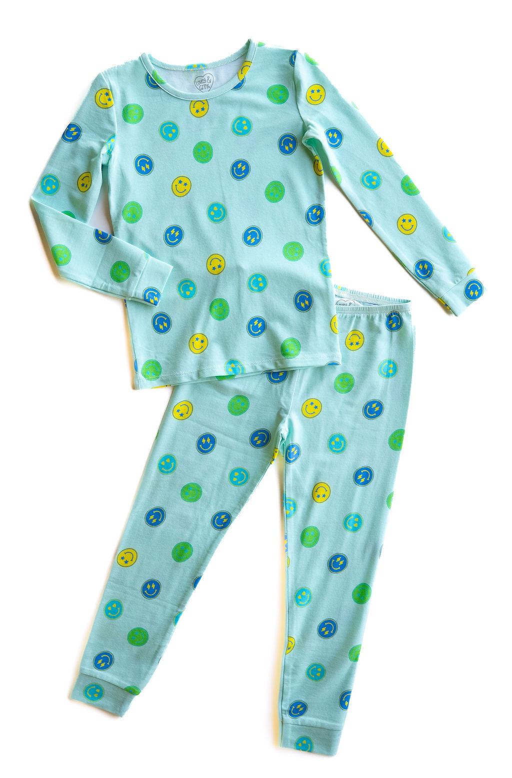 Blue Smiles Childrens Pajamas Set -12mos-10yrs - The Palm Beach Baby Lovey&Grink
