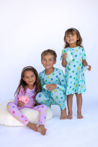 Adorable Short Sleeve Blue Smiles - Girls A-Line Dress - The Palm Beach Baby Lovey&Grink