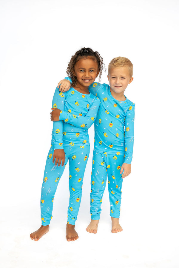 Lovin' Dreidels Blue Kids Pajamas Set - 12mos-10yrs - The Palm Beach Baby Lovey&Grink