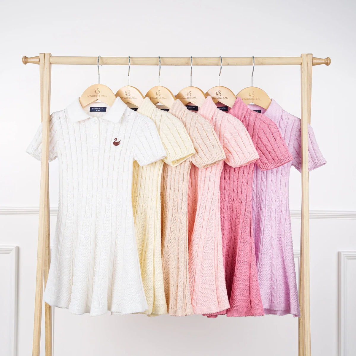 Cable Knit Polo Dress in Lilac