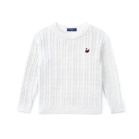 Classic Cable Knit Baby Sweater in White