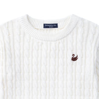 Classic Cable Knit Baby Sweater in White