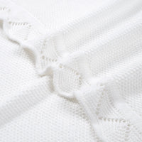 Heirloom Lace Knit Baby Blanket in White, 100% cotton for gentle warmth and newborn safety.
