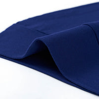 Macro shot of navy blue soft knit weave texture on baby hat