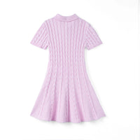 Cable Knit Polo Dress in Lilac
