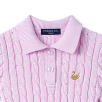 Cable Knit Polo Dress in Lilac