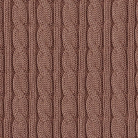 Macro view of soft mocha 100% cotton fabric highlighting raised vertical cable knit texture