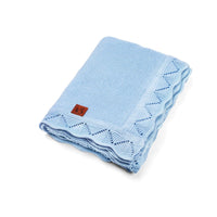 Heirloom Lace Knit Baby Blanket in Soft Seaside Blue