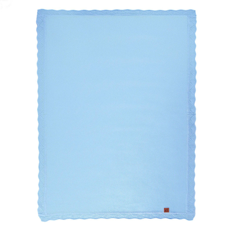 Heirloom Lace Knit Baby Blanket in Soft Seaside Blue