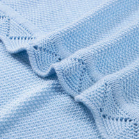 Heirloom Lace Knit Baby Blanket in Soft Seaside Blue