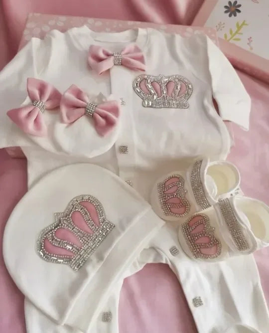 Regal 4 Piece Baby Homecoming Outfit - Elegant Romper Set for Newborns - 18 Colors - The Palm Beach Baby