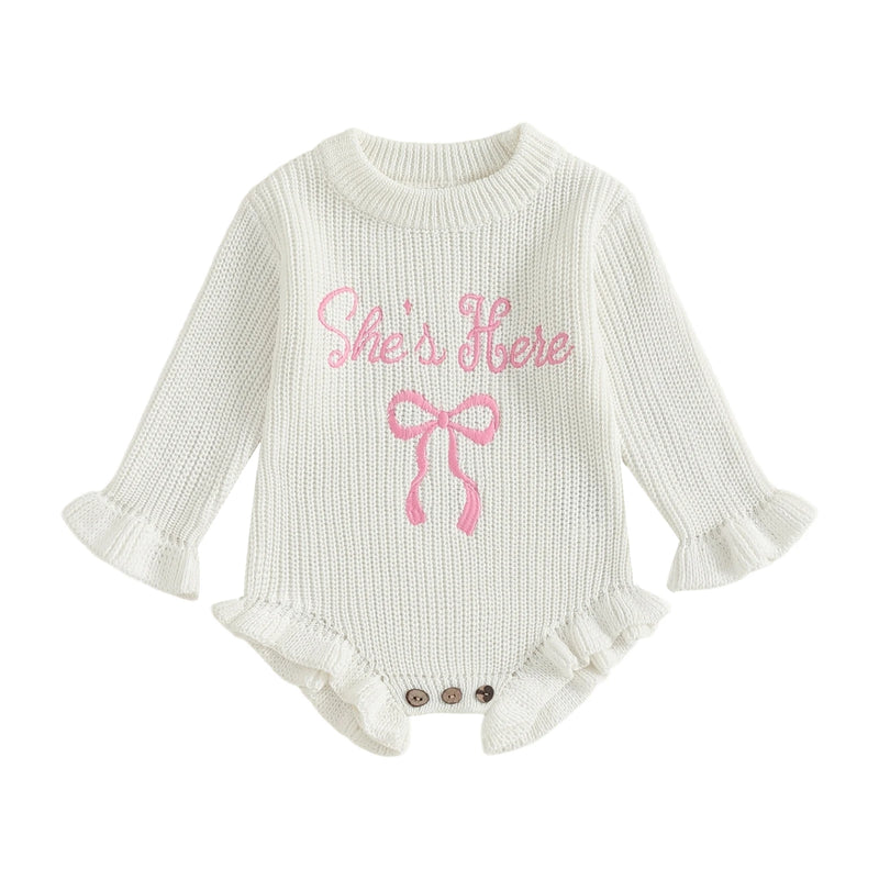 She's Here Knitted Bow Baby Bubbles - 3 Adorable Colors