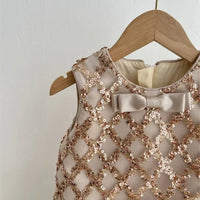 "Isabella" Elegant Sequined Dress For Little Girls - A-Line With Ruffled Tulle Hem - 2 Colors - The Palm Beach Baby