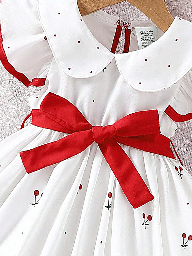 Cherry Merry Flutter Sleeve Girls Dress