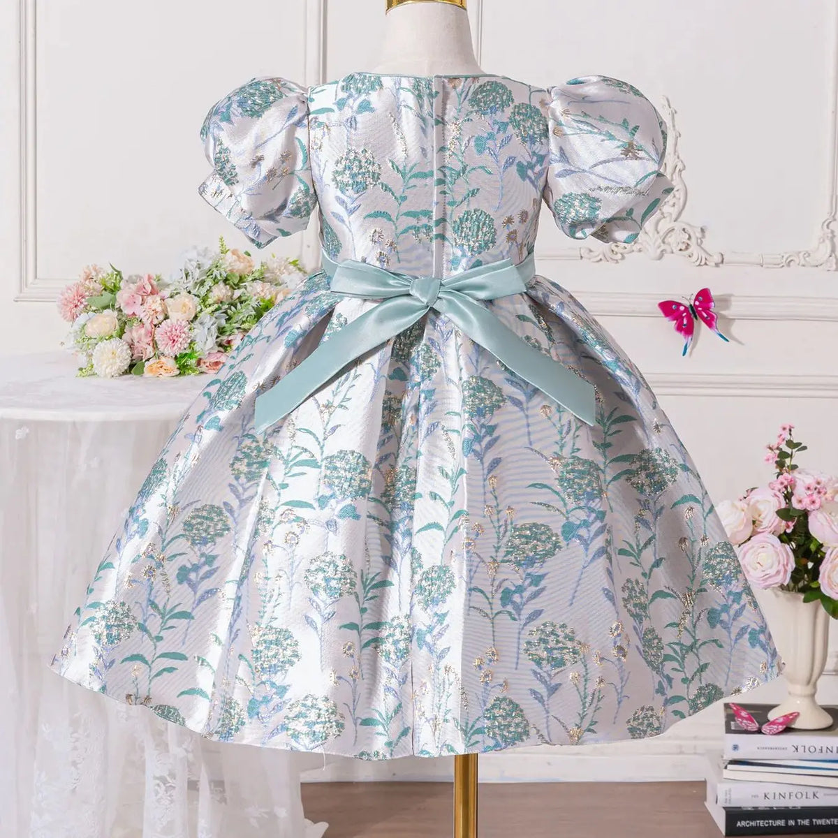 Danella Brocade Special Occasion Dress in 2 Elegant Colors - The Palm Beach Baby Estimated 12 -21 Day Shipping