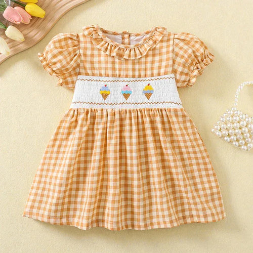 "Ice Cream Sweetie" Hand-Smocked Children's Summer Dress - Ages 7M-6Y, - The Palm Beach Baby