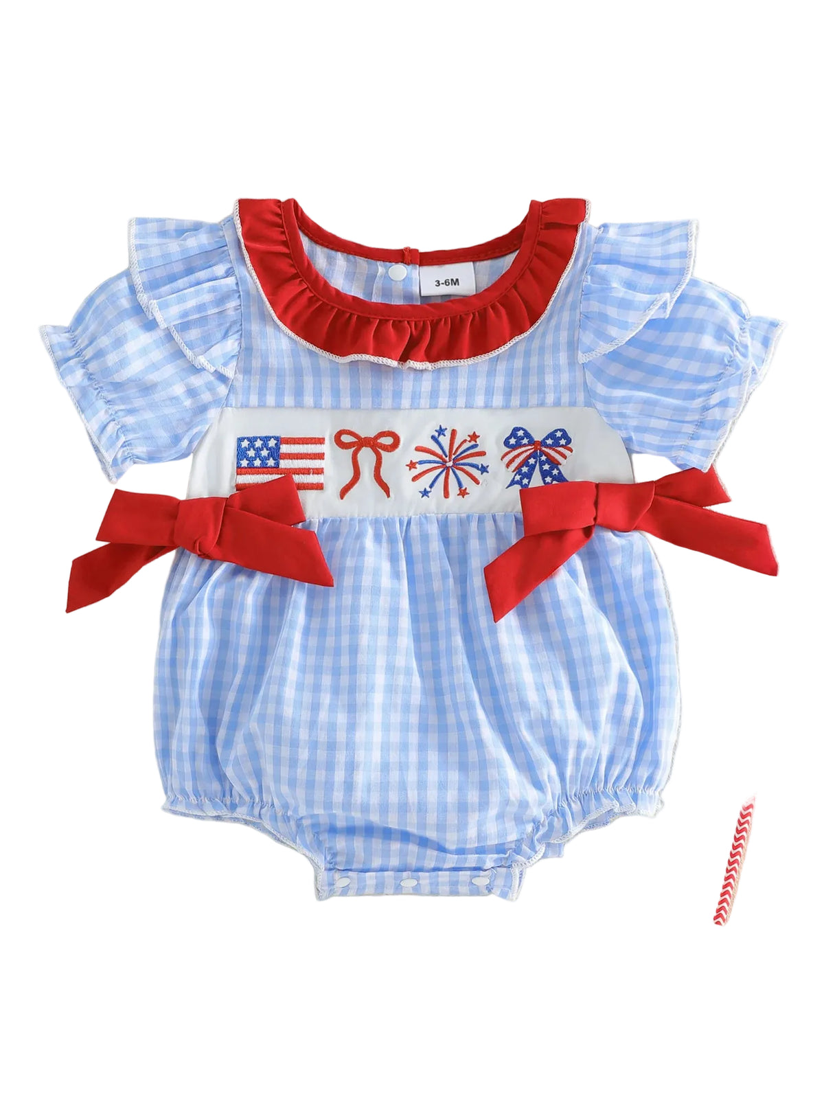 Red, White, Blue, and Frills Patriotic Little Girls Romper - The Palm Beach Baby Estimated 10 - 18 Day Shipping