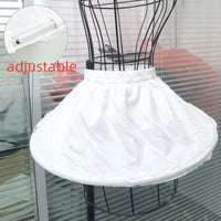 Girl's adjustable off-white short crinoline petticoat underskirt displayed on a dress form.