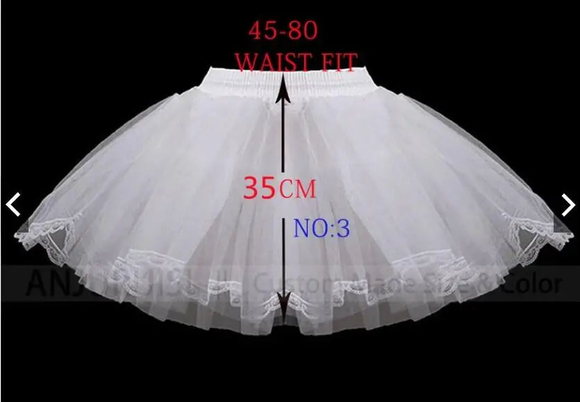 White children's petticoat crinoline underskirt in 6 styles adds volume for parties and weddings.