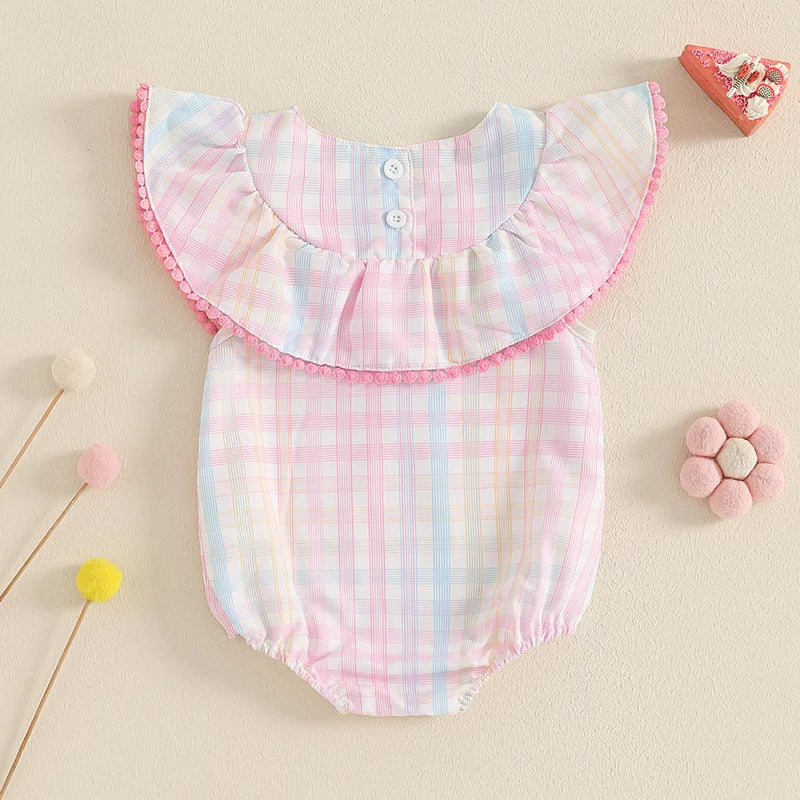 "Plaid Polly" Bubble Style Romper Ruffle Accents