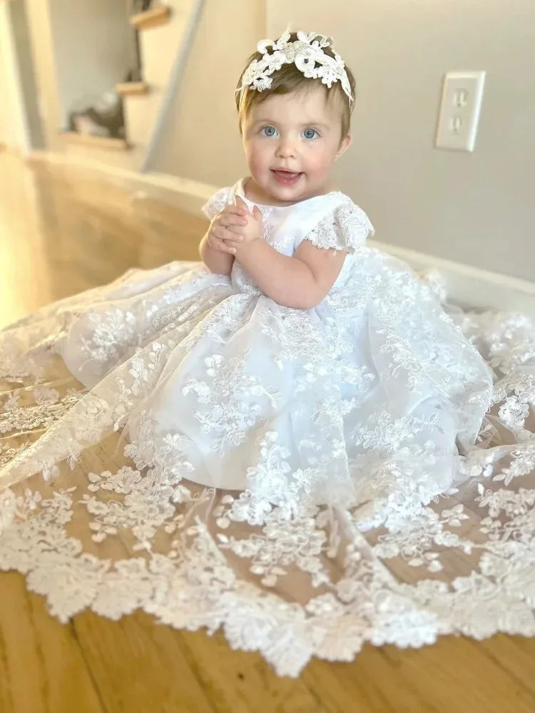 Corine Elegant Lace Special Occasion Gown 3 mos to 14 yrs.