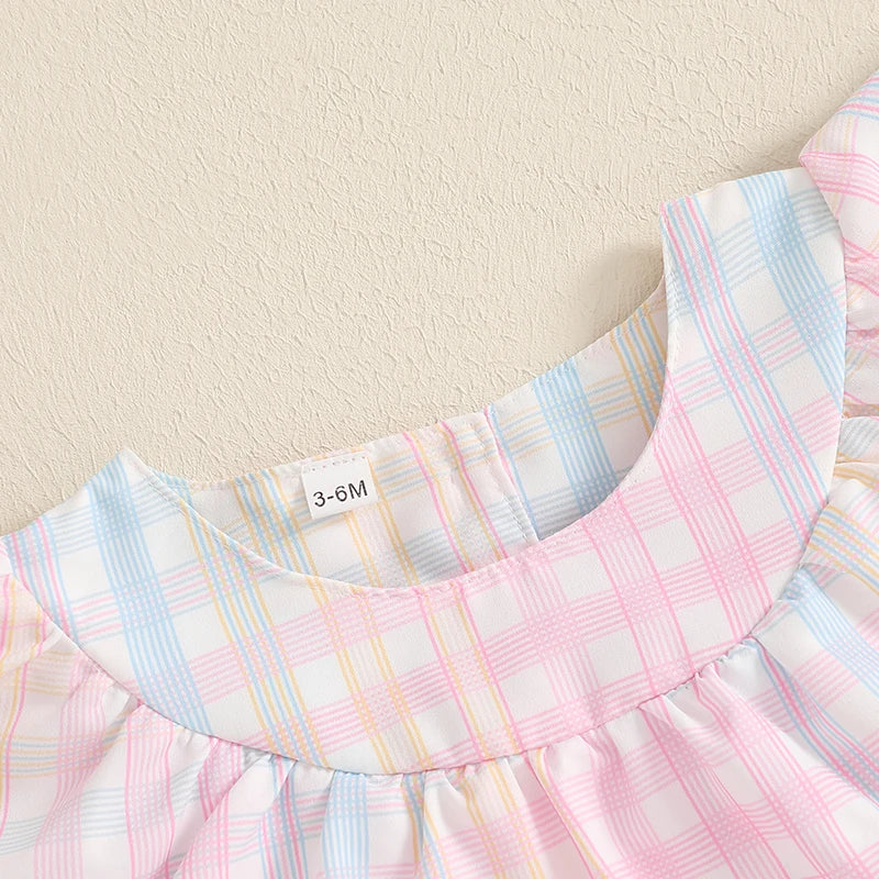 "Plaid Polly" Bubble Style Romper Ruffle Accents