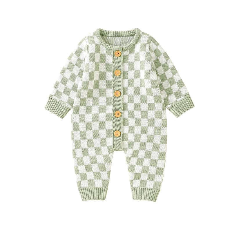 "Blake" Checkered Knit Romper Jumpsuit