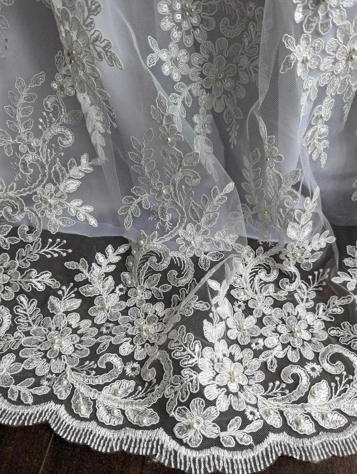 Ava Lace Christening Gown - Elegant Heirloom Design with Appliques & Puff Sleeves - 2 Colors - The Palm Beach Baby