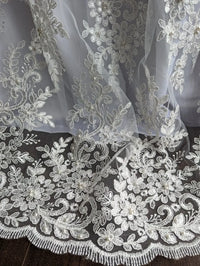 Ava Lace Christening Gown - Elegant Heirloom Design with Appliques & Puff Sleeves - 2 Colors - The Palm Beach Baby