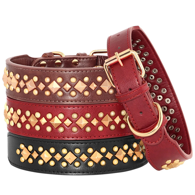 MACHO Pet - Leather Collar With Gold-Tone Studs