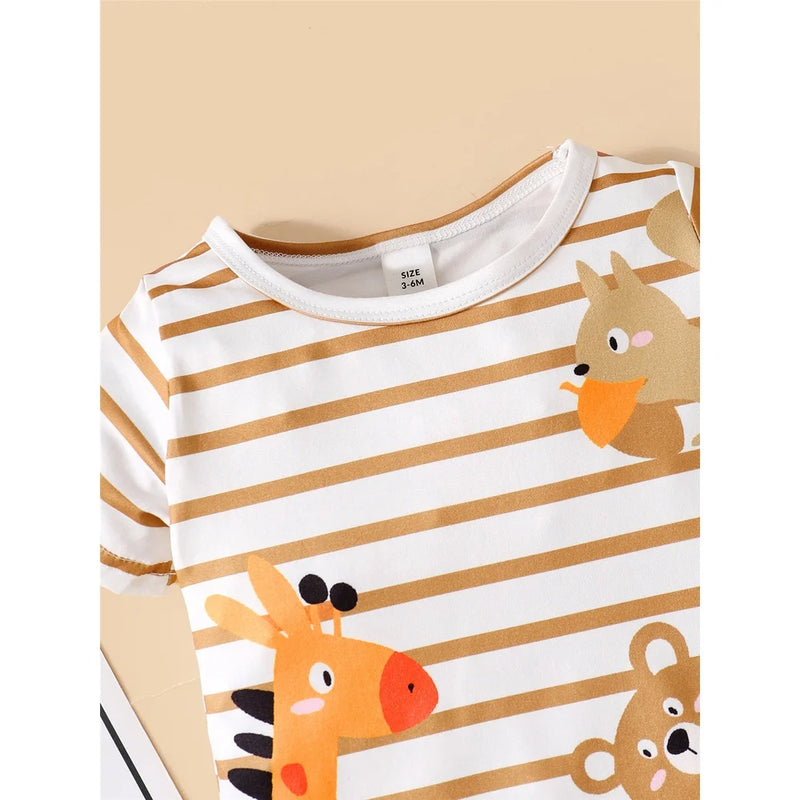 "Animal Boogie" Adorable Baby Romper Hat Set - 2 Colors