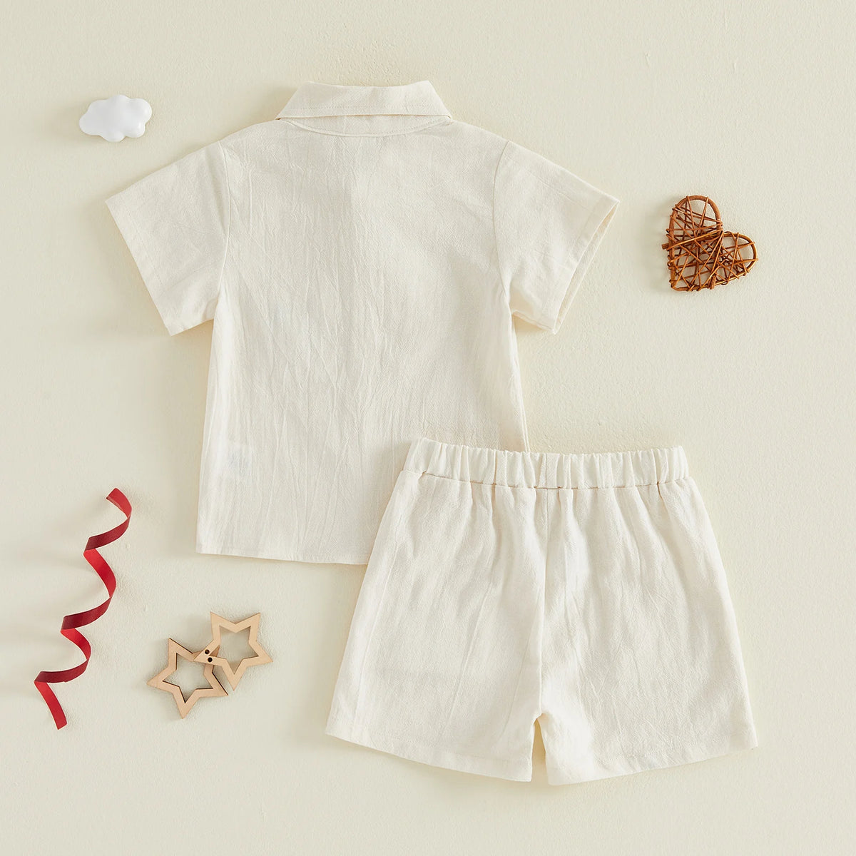 Patriotic Cutie Short Sleeve Shirt & Elastic Waistband Boys Shorts Set - The Palm Beach Baby Estimated 10 - 18 Day Delivery