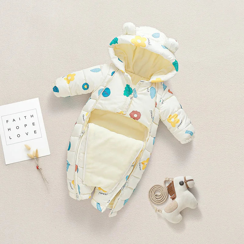 Fun designs on Cozy Warm Printed Toddler Baby Snowsuit, a must-have for toddlers this winter season.