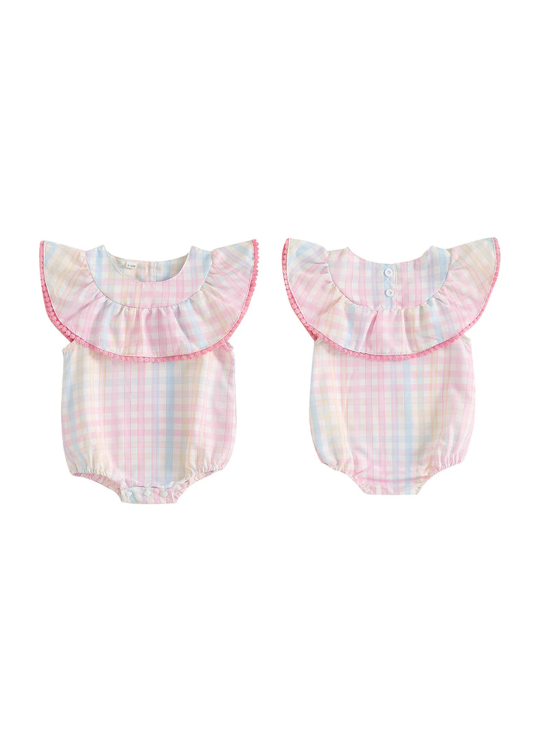 "Plaid Polly" Bubble Style Romper Ruffle Accents