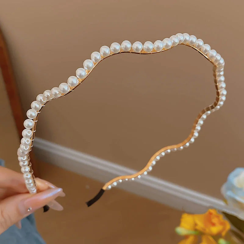 Elegant White Pearl Ribbon Rose Flower Hairbands for Girls 4 to 6 Yrs